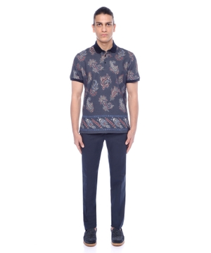 Short sleeve polo with paisley print
