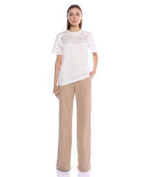 Elastic waisted straight-fit pants