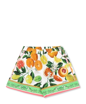 Elastic waist shorts with print