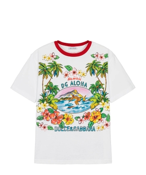 Hawaiian printed short sleeve T-shirt