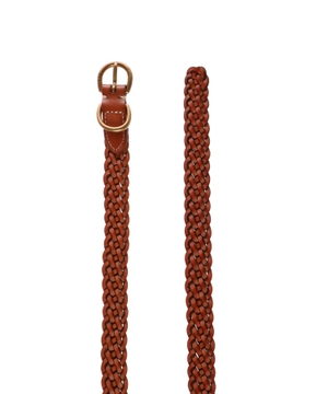 Woven design leather belt