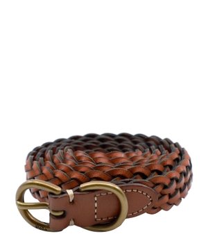 Woven design leather belt