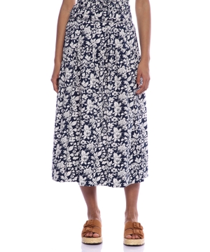 Floral-print midi skirt