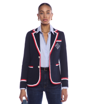 Contrasting-trim cotton blazer