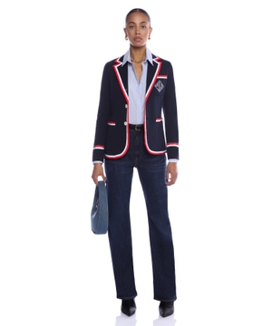 Contrasting-trim cotton blazer