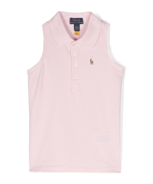 Sleeveless polo with logo embroidery