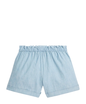 Elastic waist denim shorts