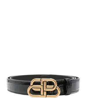 Logo detailed leather belt