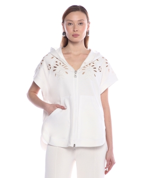 Broderie anglaise short sleeve hoodie