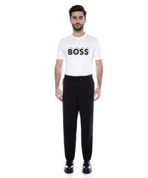 Straight fit trousers with elastic waist