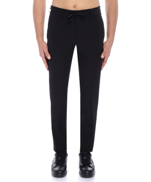 Tie waist straight-leg trousers