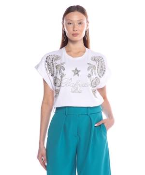 Crystal-embellished cotton T-shirt