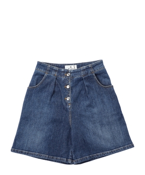 Wide leg denim shorts