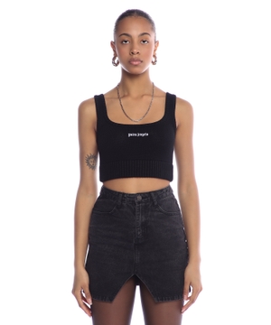 Logo embroidered crop top