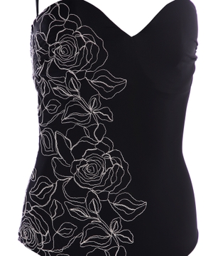 Swimsuit with flower embroidery