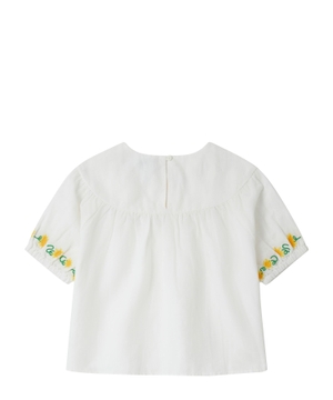 Short sleeve blouse with floral embroidery