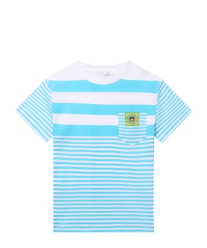 Stripe-pattern T-shirt with short sleeves
