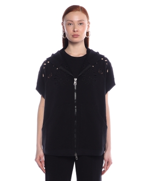 Broderie anglaise short sleeve hoodie