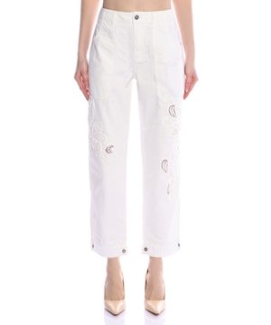 Embroidered cotton pants