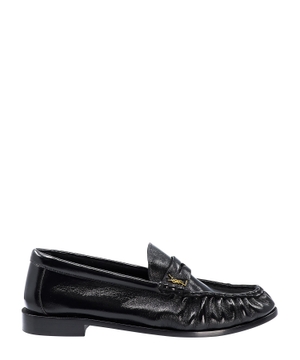 Ruched front design leather loafers