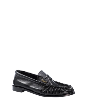 Ruched front design leather loafers