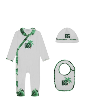 Logo printed babysuit set