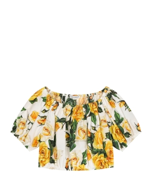 Floral-print cotton blouse