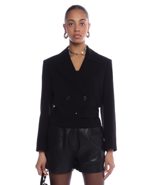 Belted cropped trench