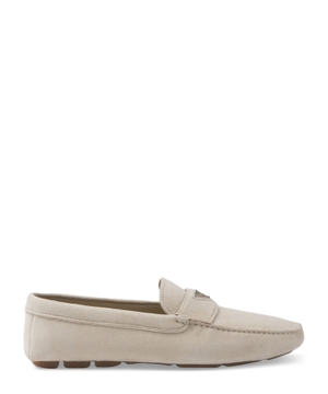 Logo suede loafers