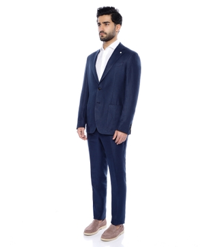 Linen straight-fit suit