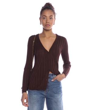 Ribbed V-neck top