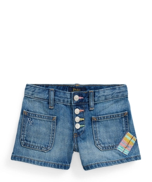 Denim shorts with applique