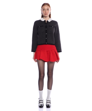 Asymmetrical tweed miniskirt