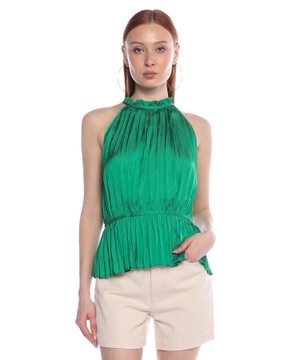 Pleated satin top