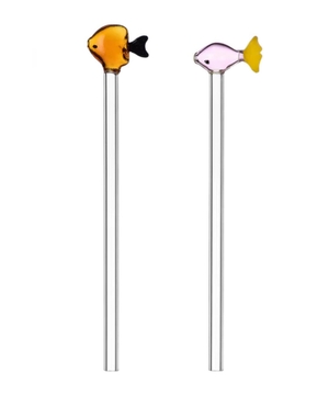 Cocktail straws with fish decoration