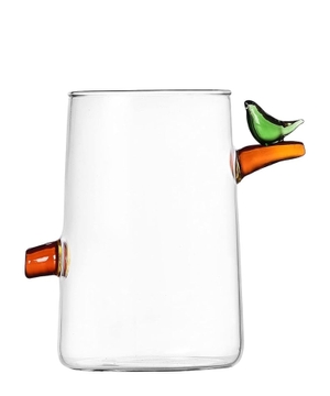 Glass with a bird  figurine