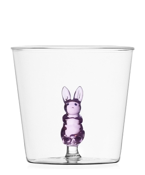 Glass with a rabbit figurine