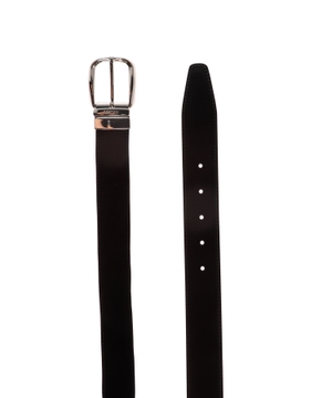 Leather belt with metal buckle