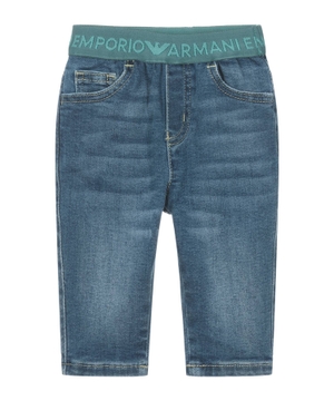Loqo ilə elastik belli denim şalvar