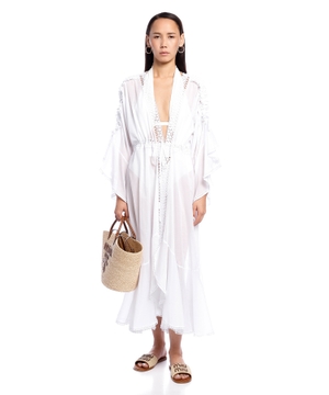 Kathy guipure lace and cotton-blend voile kaftan