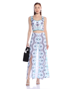 Embroidered slit pants