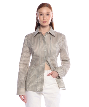 Striped shirt with open back