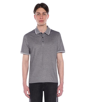 Short sleeve polo with button collar