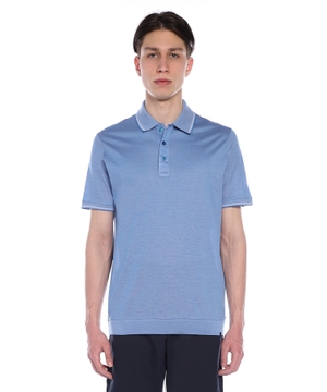 Short sleeve polo with button collar