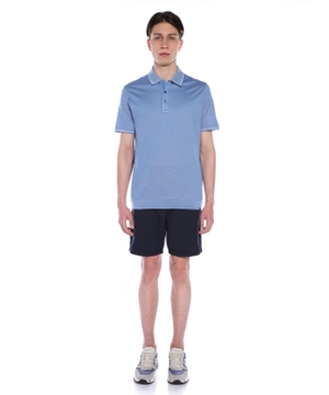 Short sleeve polo with button collar