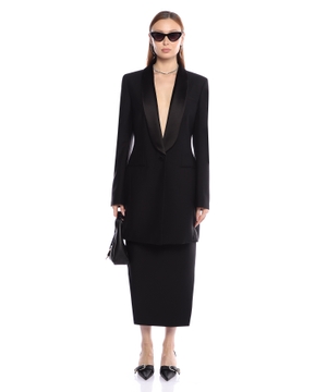 Asymmetric wool skirt