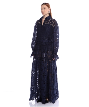 Maxi dress with broderie anglaise