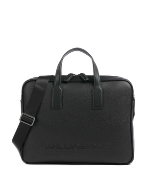 Leather briefcase with logo detail