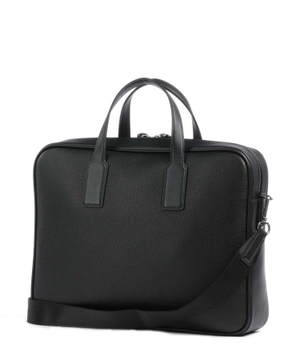 Leather briefcase with logo detail