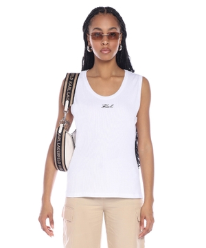 Logo embroidered sleeveless top